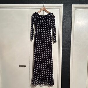 NWT Commense Black and White Long Sleeve Polka Dot Dress